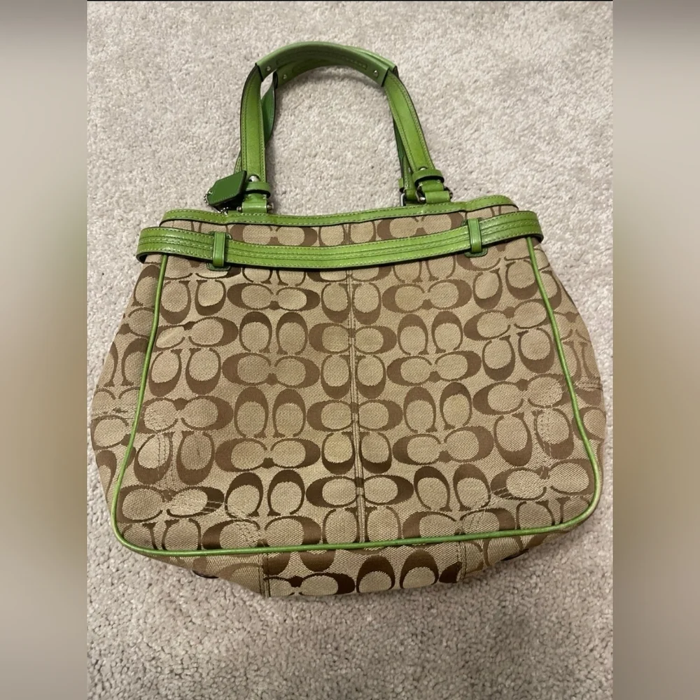 COACH NANCY RARE SIGNATURE STRIPE ZEBRA HANDBAG/TOTE BAG #13993 EUC - Picture 3 of 10